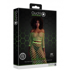 Bustier et Robe Filet Épaules dénudées Vert Fluo