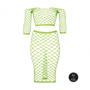 Bustier et Robe Filet Épaules dénudées Vert Fluo