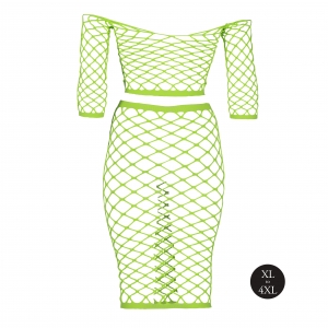 Bustier et Robe Filet Épaules dénudées Vert Fluo
