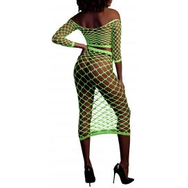 Bustier et Robe Filet Épaules dénudées Vert Fluo 2