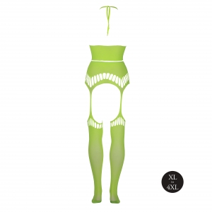 Ensemble Bustier Dos nu et Porte-Jarretelles 2 Pièces Vert Fluo
