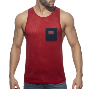 Débardeur Mesh POCKET CONTRAST Rouge-Marine
