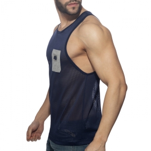 Débardeur Mesh POCKET CONTRAST Marine-Gris