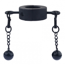 Ballstretcher en métal avec Boules TESTICLE M 32mm - Hauteur 20mm - Poids 435g Noir