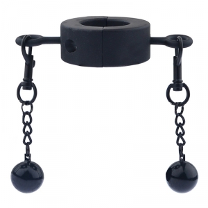 Ballstretcher en métal avec Boules TESTICLE M 32mm - Hauteur 20mm - Poids 435g Noir