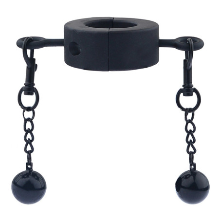 Ballstretcher en métal avec Boules TESTICLE M 32mm - Hauteur 20mm - Poids 435g Noir