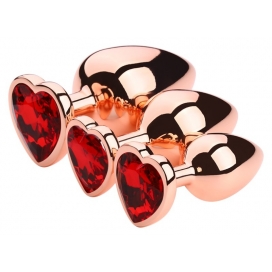 Plug Bijou Anal GOLD HEART S 6 x 2.7 cm Rouge 2