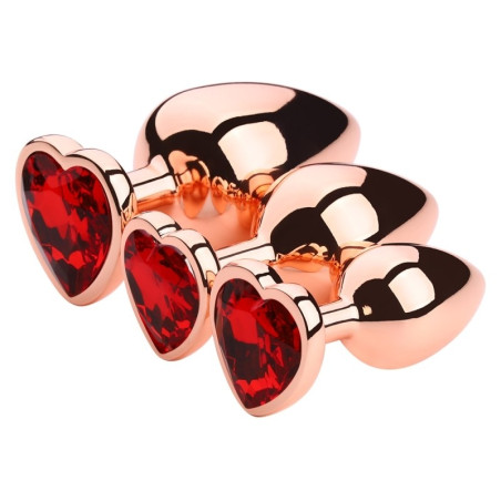 Plug Bijou Anal GOLD HEART L 8 x 4.1cm Rouge