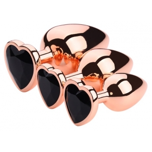 Plug Bijou Anal GOLD HEART M 7 x 3.4cm Noir