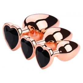 Plug Bijou Anal GOLD HEART L 8 x 4.1cm Noir 2