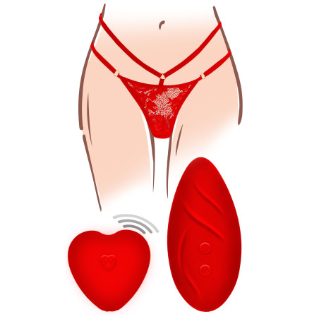 Stimulateur de clitoris avec culotte dentelle DIVINE PANTY Rouge