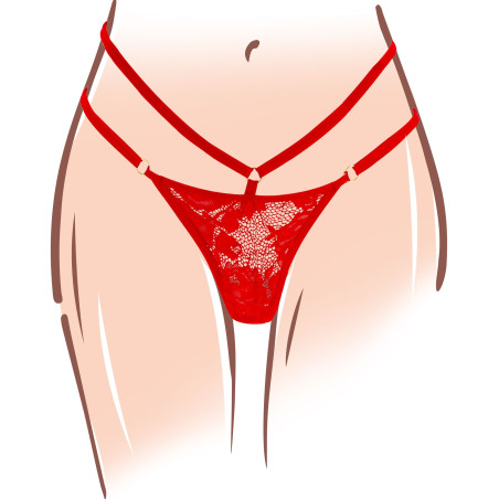 Stimulateur de clitoris avec culotte dentelle DIVINE PANTY Rouge