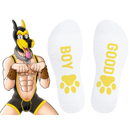 Chaussettes GOOD BOY Blanc-Jaune