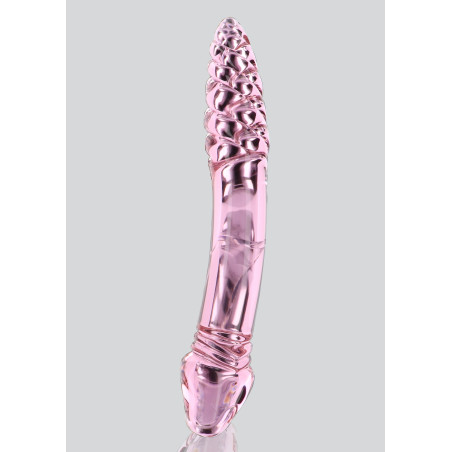 Gode en verre rose RHINESTONE SCEPTER 23 x 3.6cm Pointe torsade