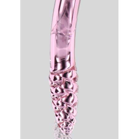 Gode en verre rose RHINESTONE SCEPTER 23 x 3.6cm Pointe torsade