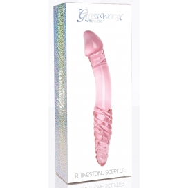 Gode en verre rose RHINESTONE SCEPTER 23 x 3.6cm Pointe torsade 2