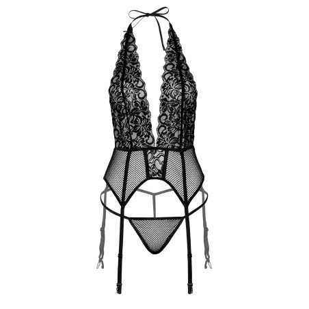 Porte-Jarretelles + String Lace and Net Cami Garter Noir