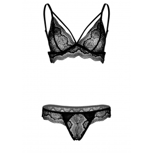 Ensemble Lace Bra 2 Pièces Noir