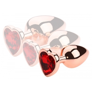 Plug Bijou Anal GOLD HEART S 6 x 2.7 cm Rouge