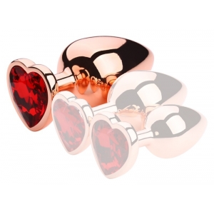 Plug Bijou Anal GOLD HEART L 8 x 4.1cm Rouge