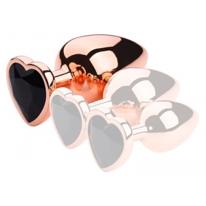 Plug Bijou Anal GOLD HEART L 8 x 4.1cm Noir