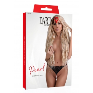 String avec perles PEARL Noir