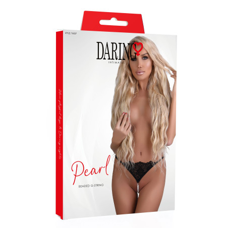 String avec perles PEARL Noir