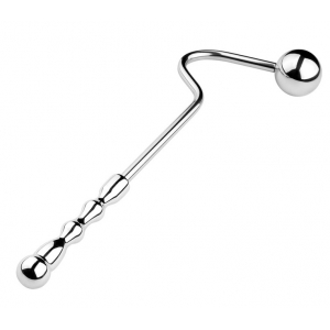 Crochet anal en métal avec poignée DOUBLE BALL 10cm