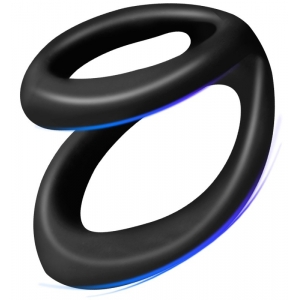 Double Cockring en silicone UPLIFT Noir 40mm