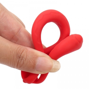 Double Cockring en silicone SOFT DUO Rouge 40 mm