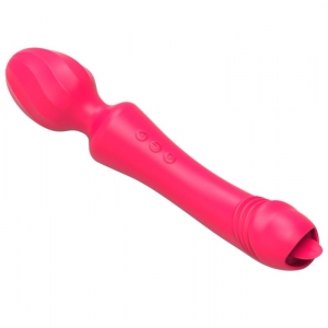 Masturbateur Wand Vibrant avec Langue MAGIC HEAD 20cm Rouge Intense