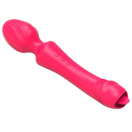 Masturbateur Wand Vibrant avec Langue MAGIC HEAD 20cm Rouge Intense