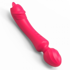 Masturbateur Wand Vibrant avec Langue MAGIC HEAD 20cm Rouge Intense