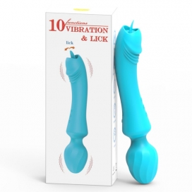 Masturbateur Wand Vibrant avec Langue MAGIC HEAD 20cm Turquoise 2