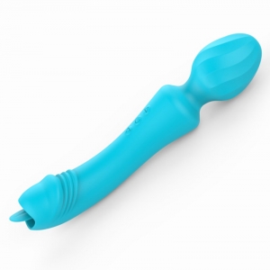 Masturbateur Wand Vibrant avec Langue MAGIC HEAD 20cm Turquoise