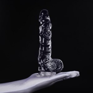 Gode transparent DILDICK S de 12.5 cm avec surface Relief