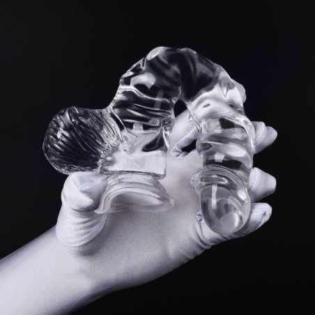Gode transparent DILDICK S de 12.5 cm avec surface Relief