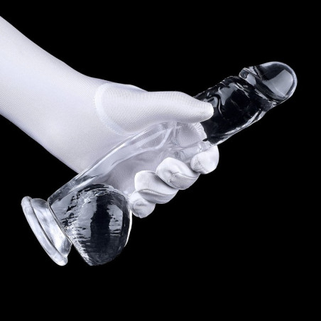 Gode réaliste transparent avec Ventouse DONG CLEAR de 16 cm