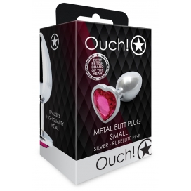 Bijou anal HEART GEM Taille S de 6 x 2.6cm Argenté et rose 2