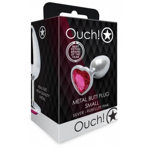 Bijou anal HEART GEM Taille S de 6 x 2.6cm Argenté et rose