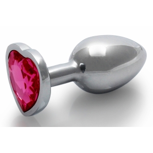 Bijou anal HEART GEM Taille S de 6 x 2.6cm Argenté et rose