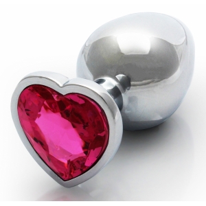Bijou anal HEART GEM M 7 x 3.3cm Argenté et rose