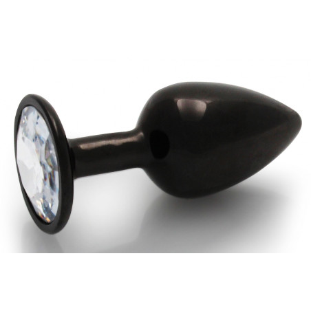 Bijou anal noir transparent ROUND GEM S 6 x 2.6 cm