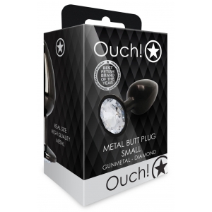 Bijou anal noir transparent ROUND GEM S 6 x 2.6 cm