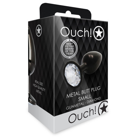 Bijou anal noir transparent ROUND GEM S 6 x 2.6 cm