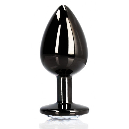 Bijou anal noir transparent ROUND GEM S 6 x 2.6 cm