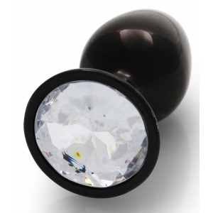 Bijou anal noir transparent ROUND GEM S 6 x 2.6 cm