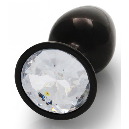 Bijou anal noir transparent ROUND GEM S 6 x 2.6 cm