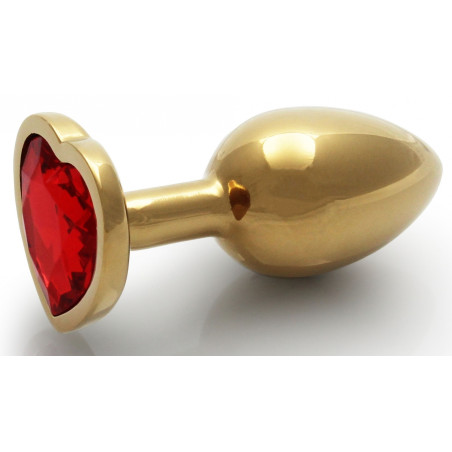 Bijou Anal HEART GEM S 6 x 2.6 cm en doré et en rouge