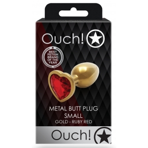 Bijou Anal HEART GEM S 6 x 2.6 cm en doré et en rouge